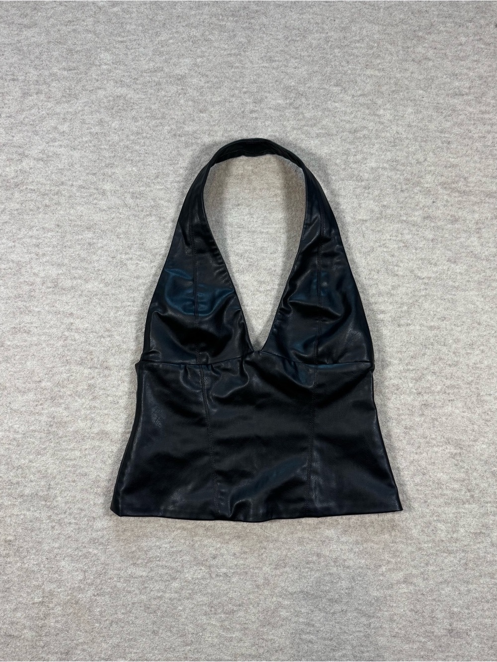 Zara Black Faux Leather Halter Top